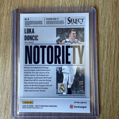 Luka Doncic Notoriety Panini EuroLeague 2026 card Real Madrid