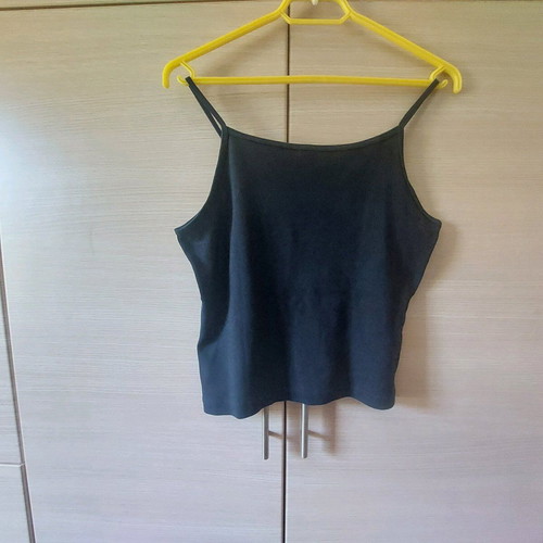 Vintage Bubinga Lounge black short tank top used, size Medium/Large