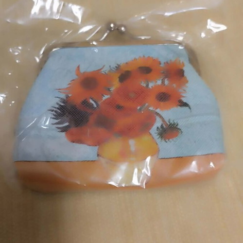 Van Gogh Sunflowers Coin Purse new, turquoise multicolor
