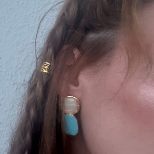 Earrings new with blue and white design