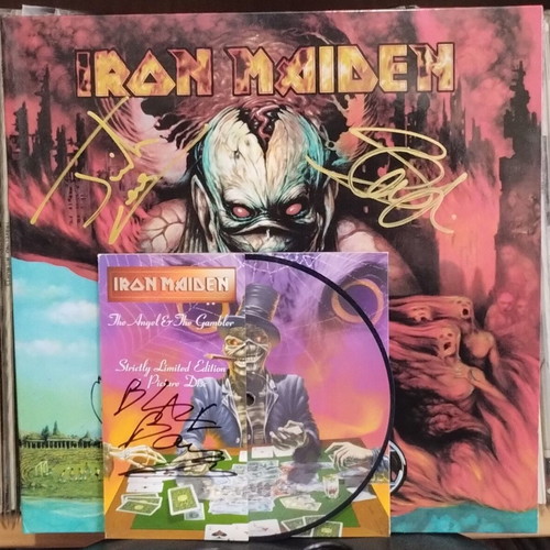 Iron Maiden Virtual XI 2LP και 7'' Angel & the Gambler υπογεγραμμένα, σαν καινούργια