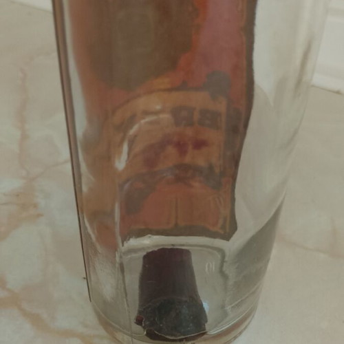 Vintage 3 Star Brandy Bottle empty, label damaged
