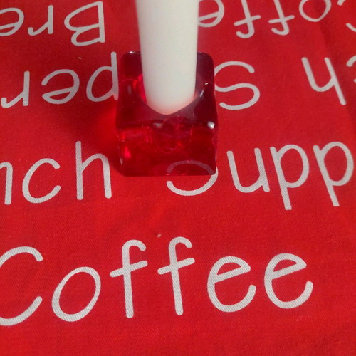 Glass candlestick like new, red