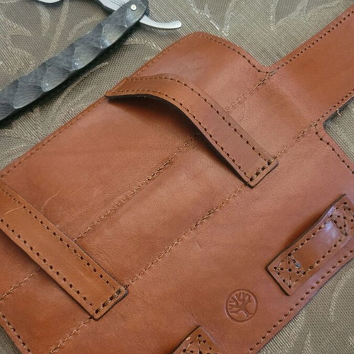 Boker 140545 Elite Carbon 6/8″ SE Straight Razor new with leather case