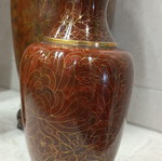 Vintage Cloisonné Vase Set with Carved Wooden Bases like new