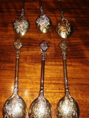 Vintage decorative spoons used, set of 6 pieces