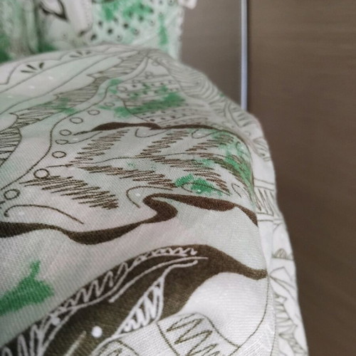 Linen midi dress like new, beige and green, size S