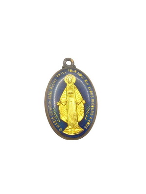 Vintage French Medallion The Miraculous Virgin Mary with Enamel like new