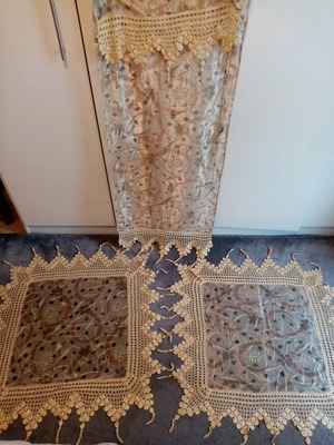 Soufli embroidery set silk new with handmade lace