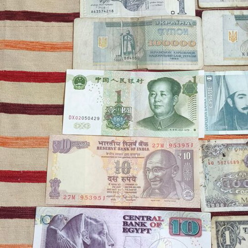 Used banknotes from various countries