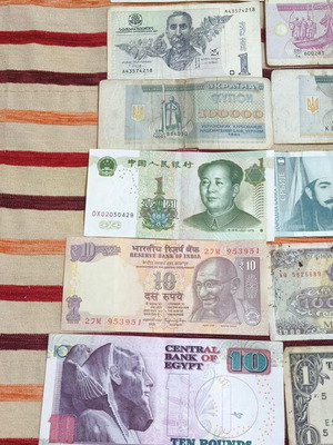 Used banknotes from various countries