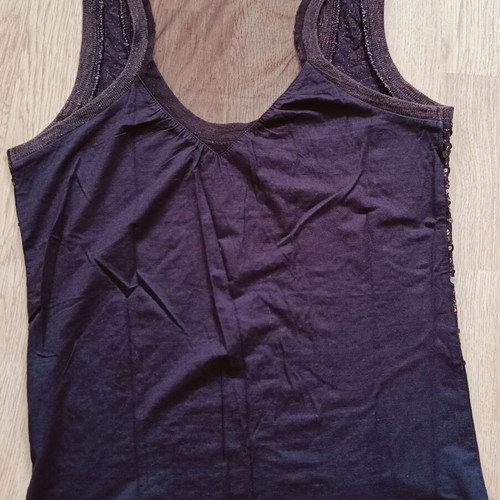 Toi&Moi sleeveless top with sequins size M like new, brown and gold