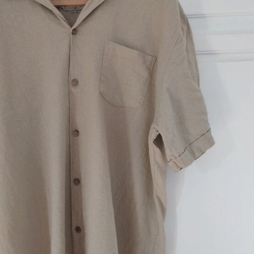 Funky Buddha men's linen shirt new, beige, XXL