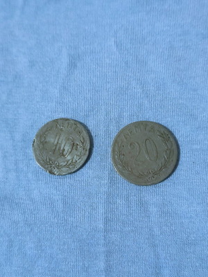 Coin set 1894 used, 10 and 20 lepta