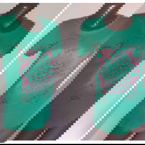 Πράσινη βαμβακερή μπλούζα Esprit με στάμπα σαν καινούργια