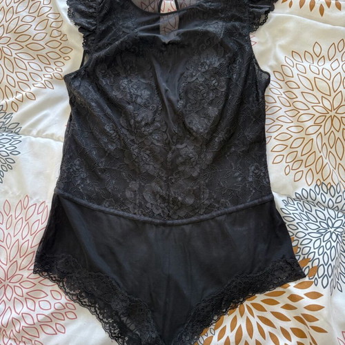 H&M black transparent bodysuit like new, size S
