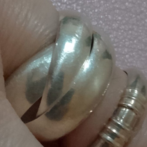Silver 925 rings, one triple band and one with 585 gold tones