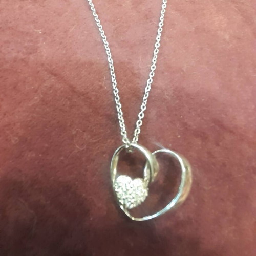 Silver 925 heart necklace new with zircon
