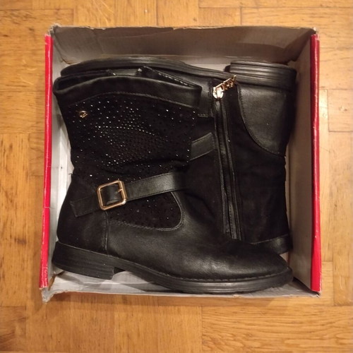 Xti leather black boots for girls size 36