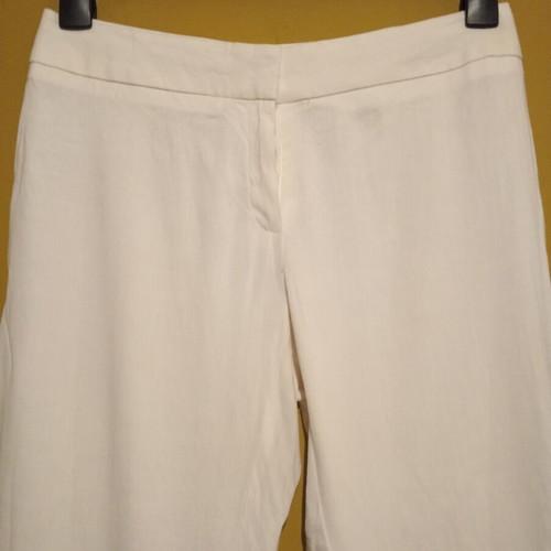 Marks & Spencer white high-waist pants new, linen viscose blend, UK 12