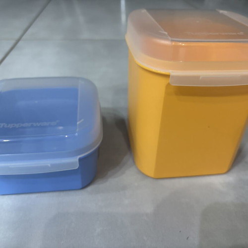 Tupperware canister in two colors