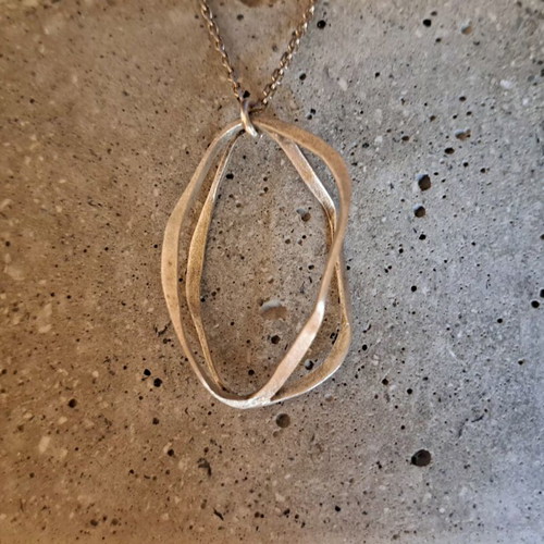 Minimal long necklace with sculptural silver 925 motif