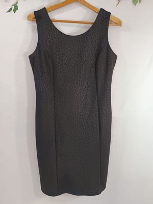 Derpouli Black Sleeveless Dress With Abstract Animal Print Like New