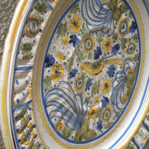 Μεγάλο Ιταλικό Πιάτο Maiolica μεταχειρισμένο, Σχολή Πάβιας 17ος-18ος αιώνας