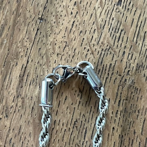 Unisex Rope Chain Necklace Stainless Steel New, Silver