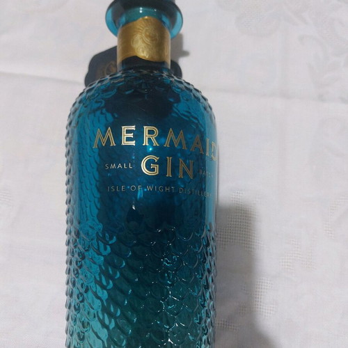 Mermaid Gin bottle used, empty, handmade design