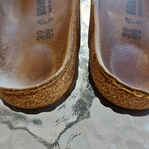 Birkenstock Mayari sandals used, size 39, gold-bronze metallic