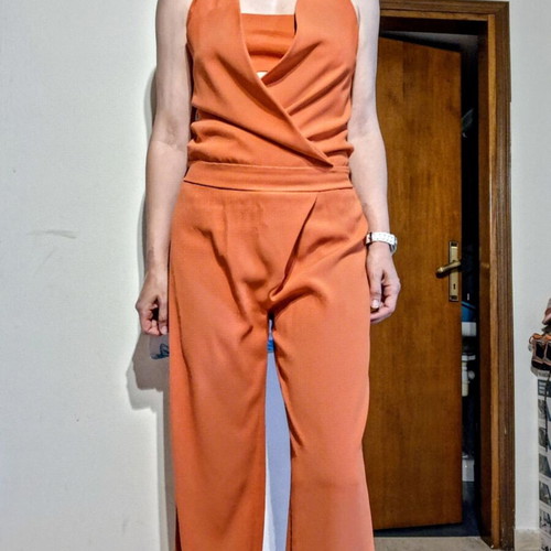 Women's jumpsuit s/m like new, orange with crop top
