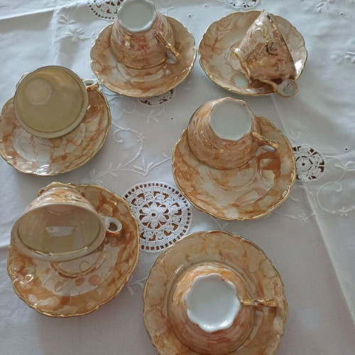 Vintage porcelain coffee tea cup set 6 pieces new from 1960s