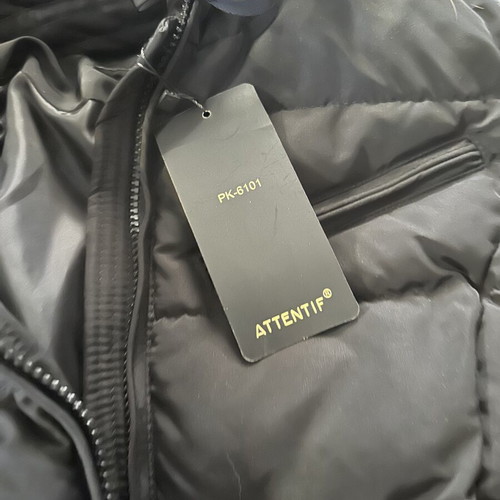 Black warm jacket with belt, size M