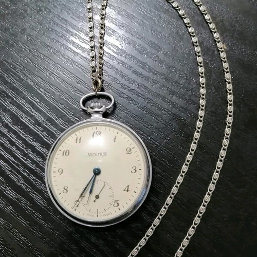 Molnija pocket watch new, made in USSR with chain