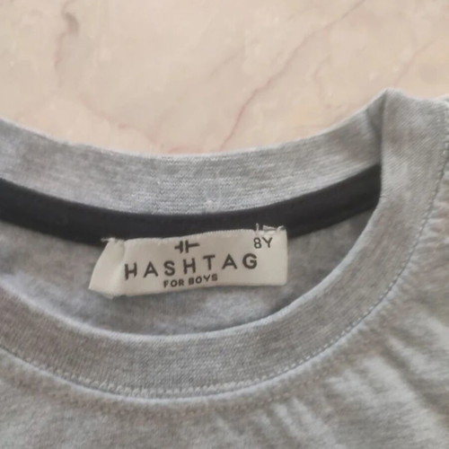 Hashtag T-shirt 8Y / 128cm, grey, cotton
