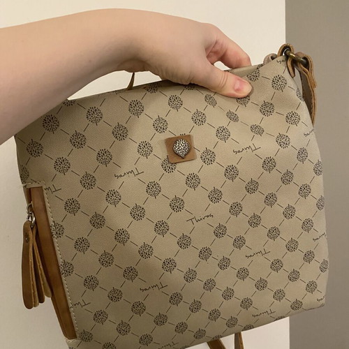 Thiros Patterned Crossbody Bag like new, beige and brown