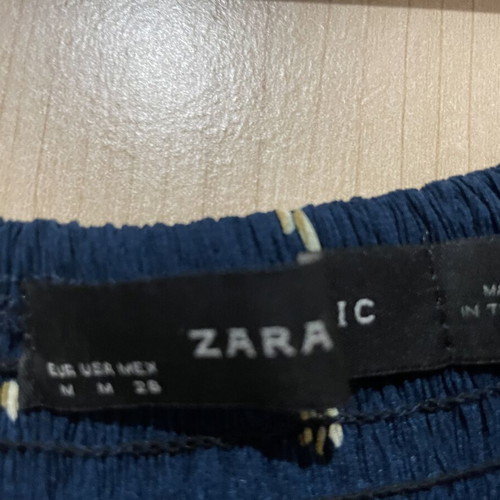 Zara strapless blue dress with beige floral lining like new