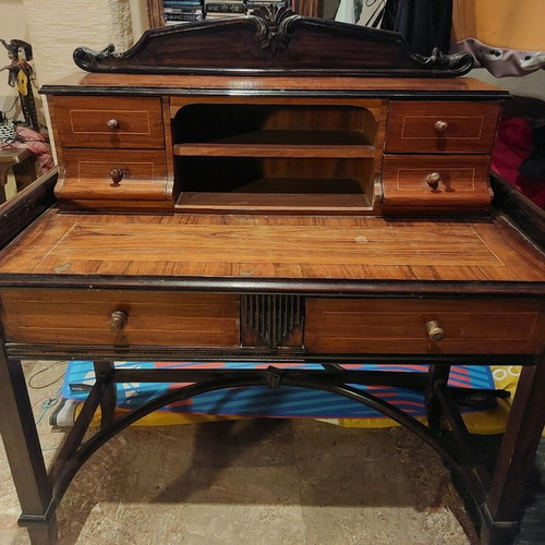 Art Nouveau Happiness of the Day desk used 1900s