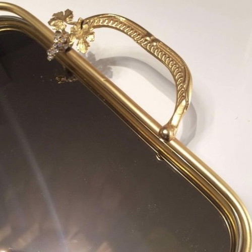 Metal tray with smoked mirror new