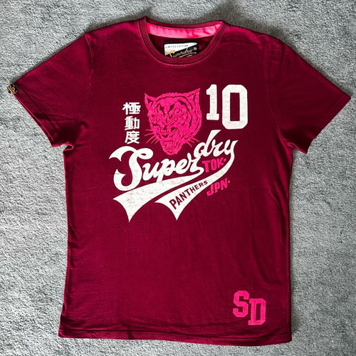 Superdry Limited Edition Panthers Tokyo T-Shirt size L like new, burgundy