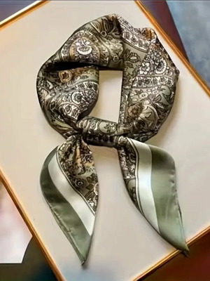 Women's scarves new, green, size 70×70cm