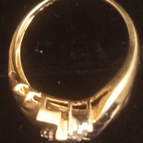 Gold ring with sapphire and diamond, like new, 10k vintage cocktail