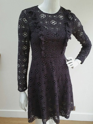 Zara black women's lace long-sleeve romantic dress used