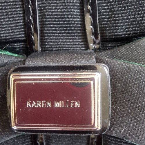 Karen Millen Black and Green Handheld Clutch Bag like new