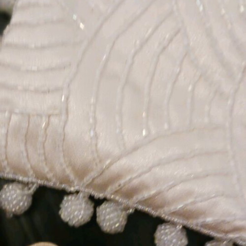 Embroidered Beaded Bag like new, beige handbag