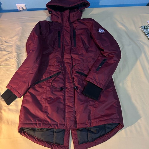 Bpc women's jacket burgundy with removable hood like new