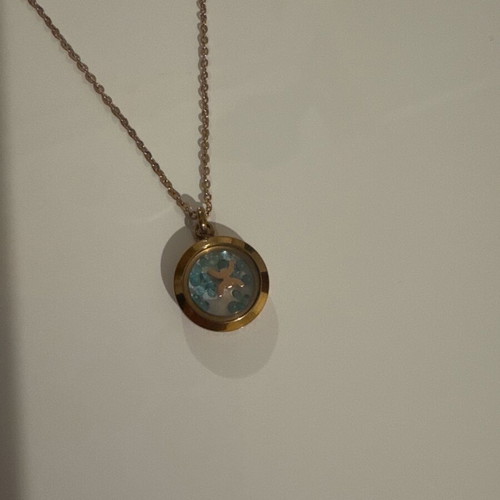 Loisir Pisces zodiac necklace in rose gold tone, like new