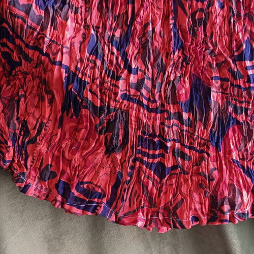 Vintage printed pleated boho accordion style skirt used, blue and brown