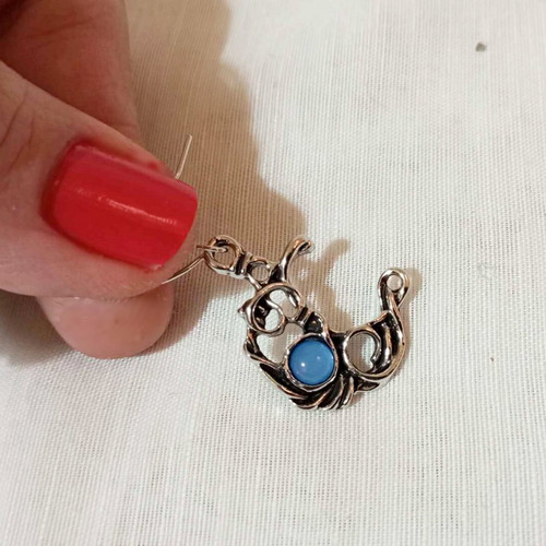 Boho earrings Moon and Sun with blue stones new